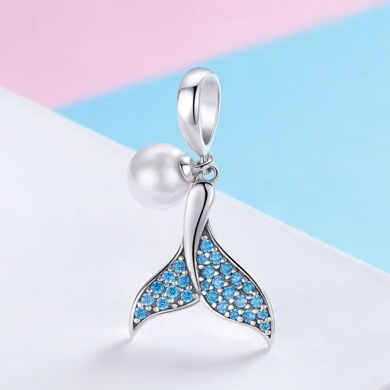 MYBEBOA, Настоящее серебро 925 пробы, крылья ангела, перо русалки, жемчужные бусины, подходят к оригинальному браслету Pandora, самодельные подвески, ювелирные изделия