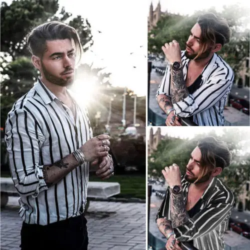 Мода 2019 роскошные мужские тонкие классические рубашки с длинным рукавом