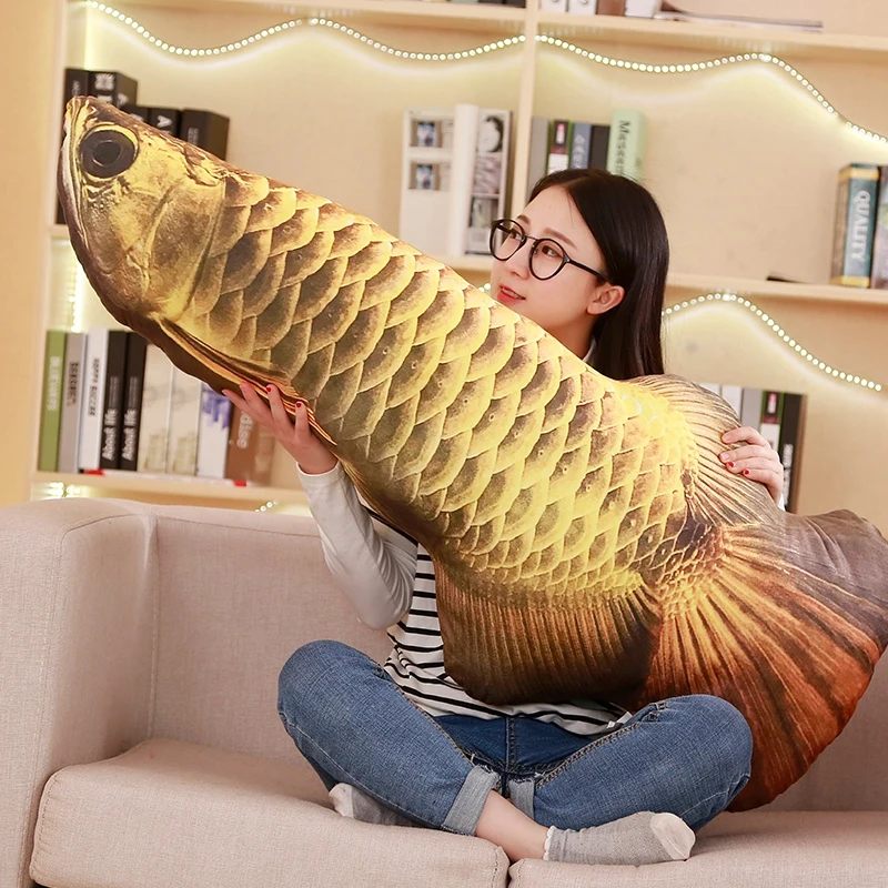 

3D Simulation Animal Fish Plush Toy Pillow Giant Carp Arowana Doll Girl Holding Sleeping Pillows Birthday Gift 45inch 115cm