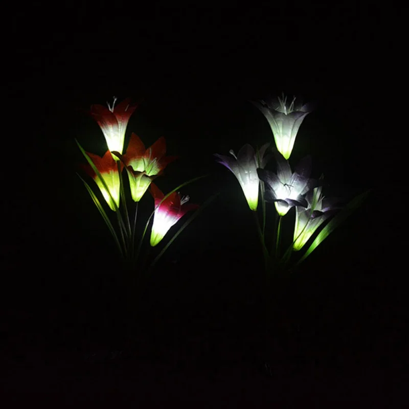 4 Led цветок лилии солнечные лампы Пейзаж Сад Украшение Дома LED свет Двор Газон