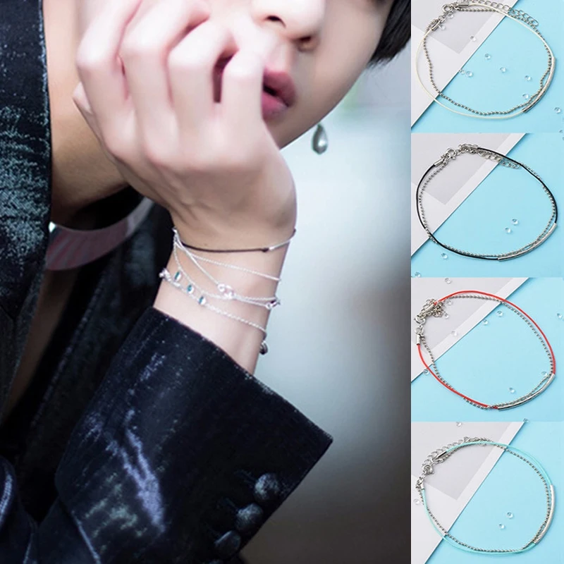 Bangtan Boys, K-POP браслет JIMIN JUNGKOOK V Link кожаный с веревкой, на цепочке, с подвесками браслеты ювелирные изделия для женщин и мужчин аксессуары