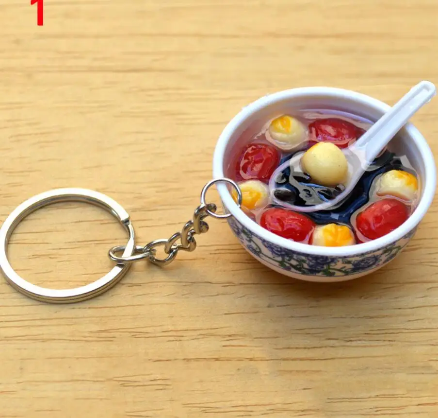Food27 Мини-Имитация еды милый брелок для ключей для машины, сумки, ключей Мини-миска еда 14 дизайн для женщин сумка Шарм брелок для ключей Mujer ювелирные изделия 1-17169 - Цвет: Food27