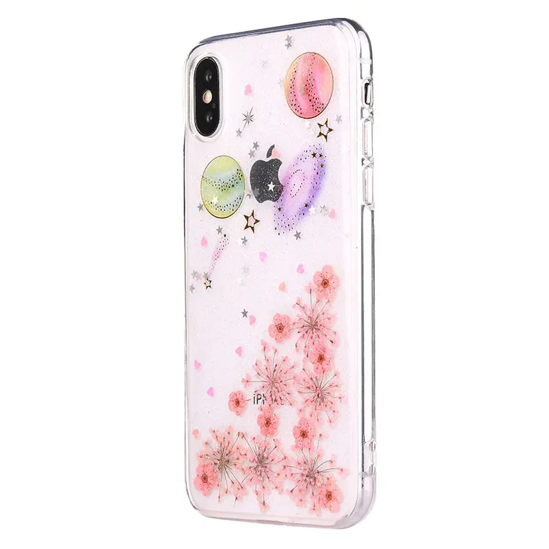 Boucho For iPhone XS MAX 7 6 6S 8 Plus X Fashion Real Plant Flower Floral Planet Phone Cases Soft Silicone Cover XR |