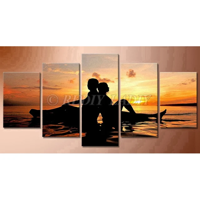 B DIY Алмазная картина Триптих 5D Алмазная мозаика Soulmate Love Модульная картина из 5 панелей настенная художественная Стразы для вышивки крестом - Цвет: B