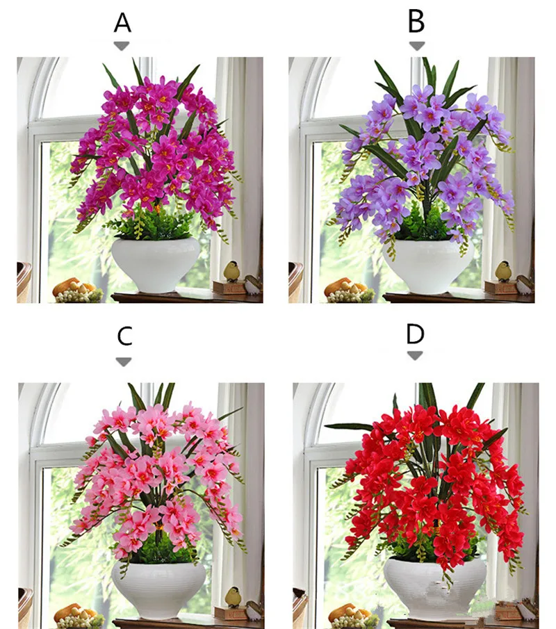 Цветы искуственные künstliche blumen fleurs artificielles Нежный Phalaenopsis искусственные цветы в горшке искусственный букет цветов горшки