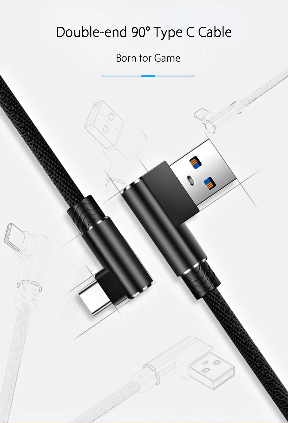 1 м 2 м 3 м 90 градусов usb type C 3,1 кабель L type USB-C кабель 3 м Usb Tipo C для huawei P30 mate 30 Pro Oneplus 7T Pro 6t Usbc кабель