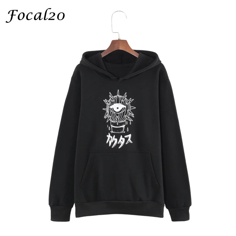 Женские бархатные толстовки Focal20 в стиле Харадзюку с принтом кактус флисовая