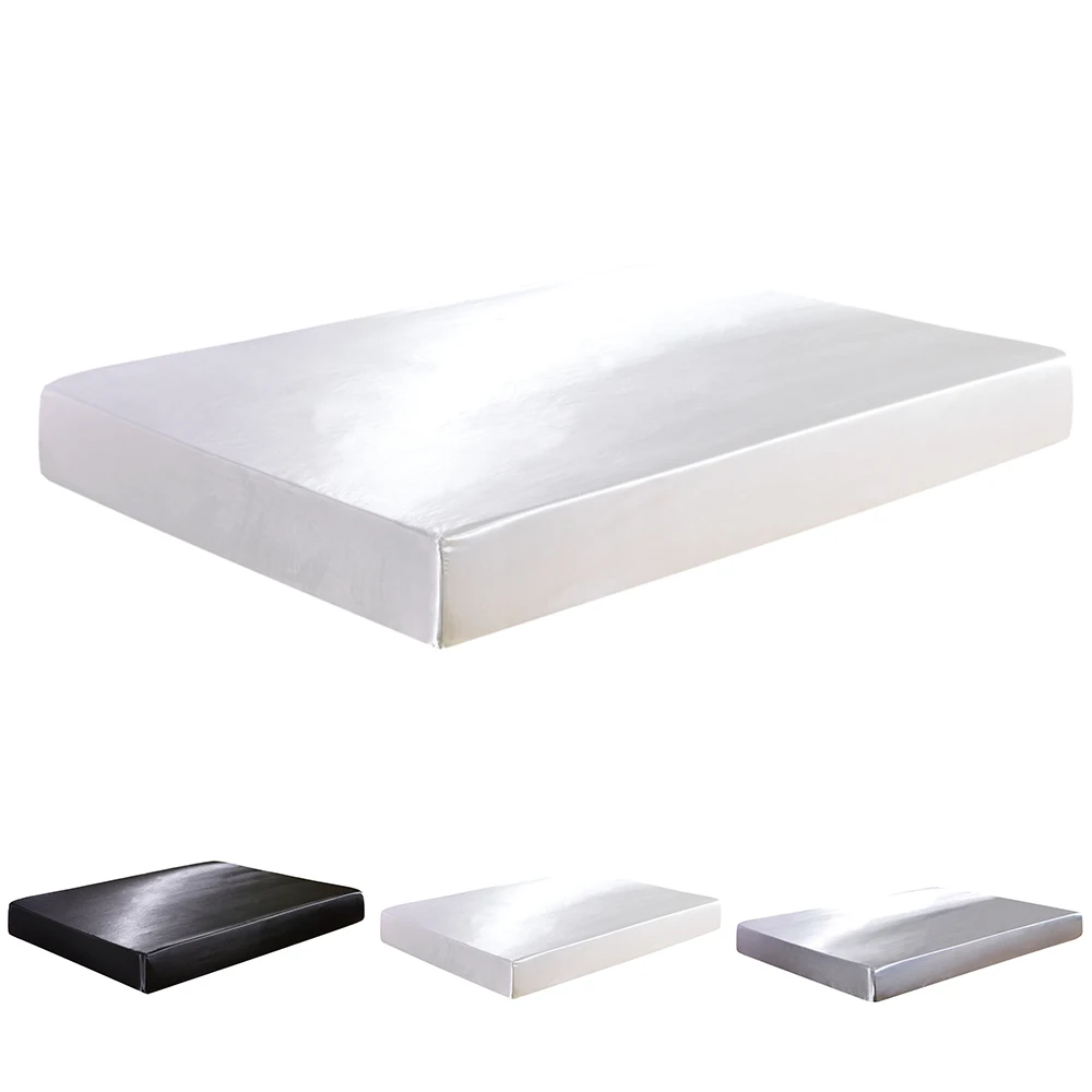 

Satin Silk Bed Sheet Printed Fitted Sheet with Elastic Band Luxury Mattress Cover Hot Sale Fitted Sheet with Rubber Band