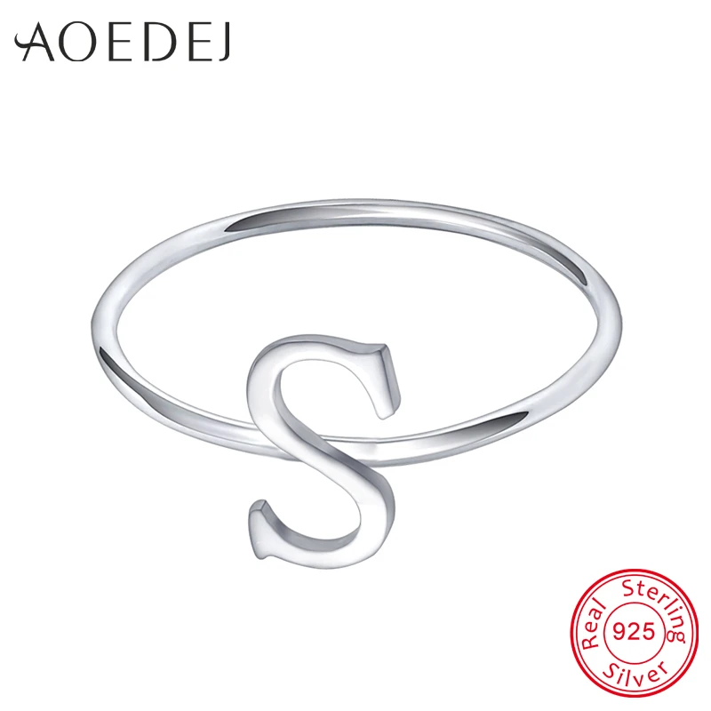 AOEDEJ женские 925 пробы серебряные буквы кольца для персональных A Z маленькие