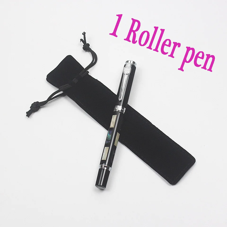 Роскошный JINHAO металл+ Корпус резьба серебряный зажим авторучки и роллер черные чернила для ручек для офиса Бизнес роллер ручка - Цвет: 1bag Roller pen