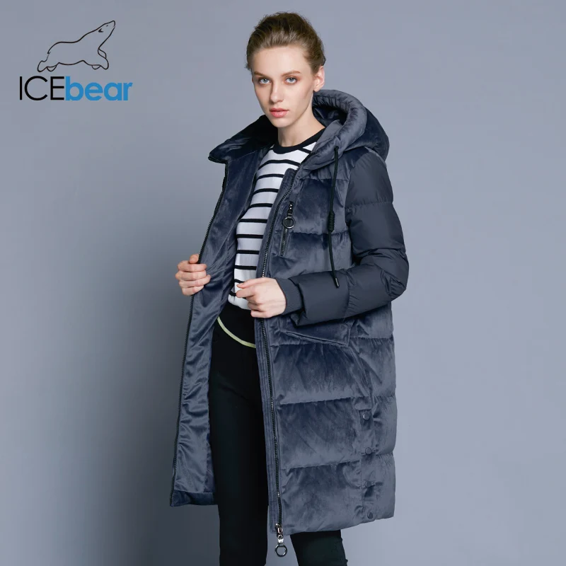 ICEbear2018 новый высокого качества Зимняя бархатная куртка Толстая теплая Женская