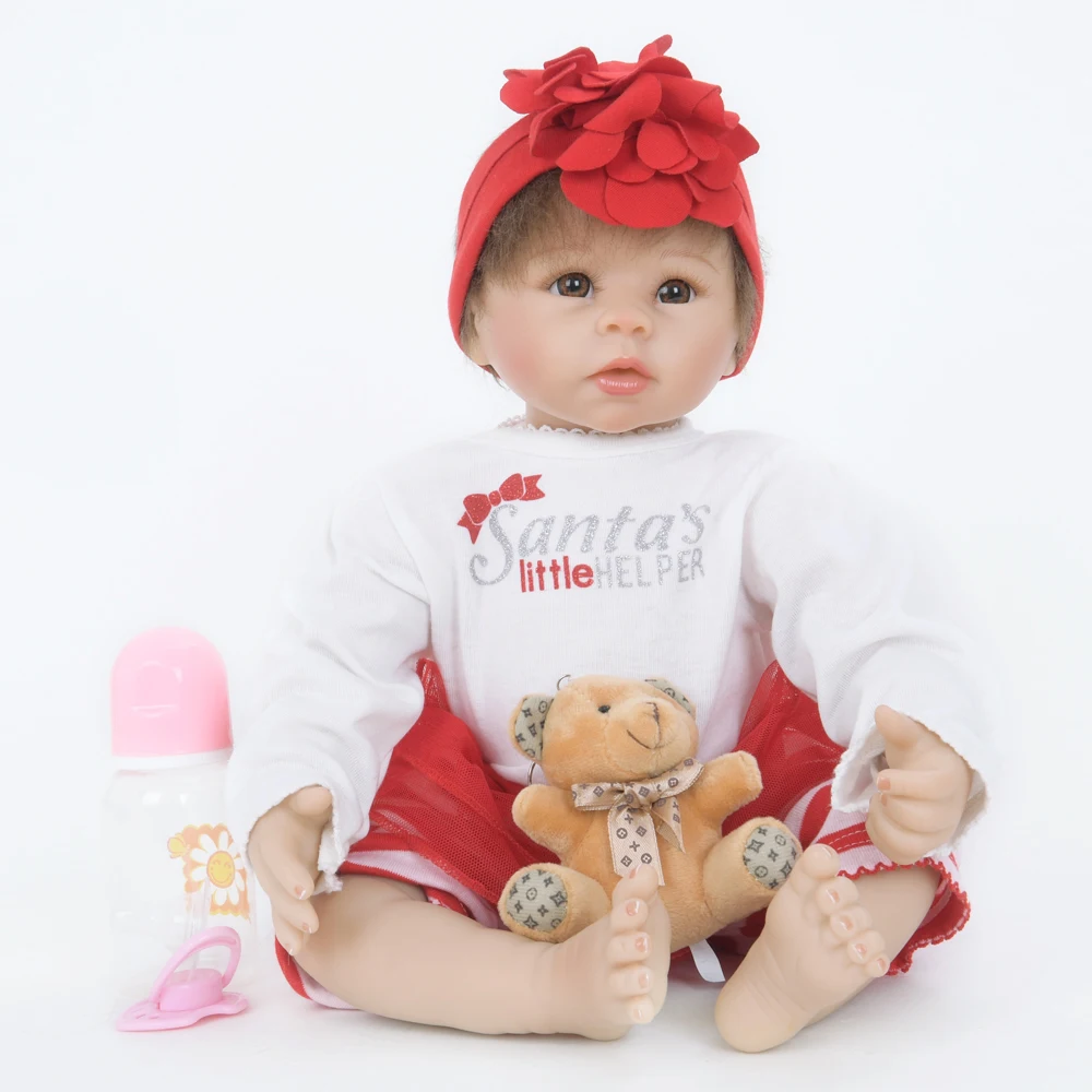 55 см изогнутые волосы мягкая ткань тела Reborn Baby куклы ручной работы кукла для