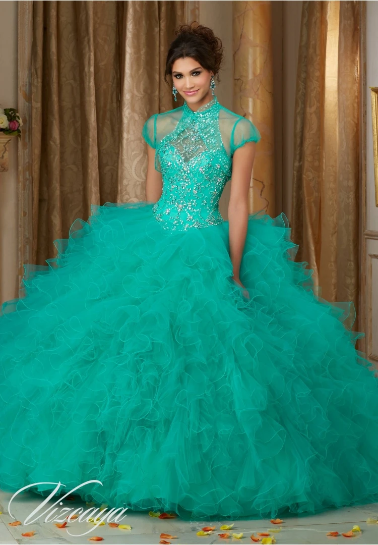 Повод королевский синий пышное платье с бусины раффлед сладкий 16 vestido дебютантка