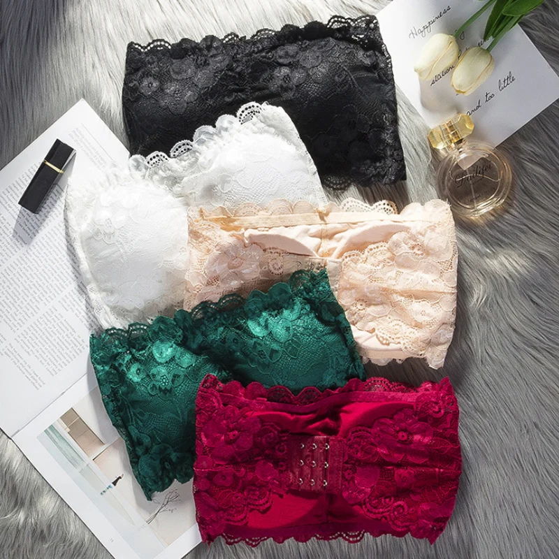 Сексуальные кружева Bralette труба топы бандо Лето Для женщин кружевной бюстгальтер танки топы бандо Жилет для девочек нижнее белье сексуальное женское белье плюс Размеры