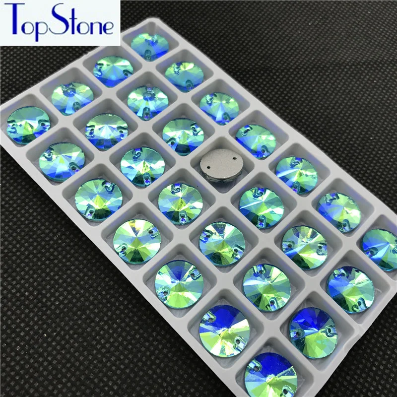 Все размеры Аквамарин AB Rivoli пришивные камни с плоской задней частью круглые