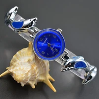 fashion elegant wrist watch womens girl dolphin style exquisite metal alloy band quartz bracelet watches 935