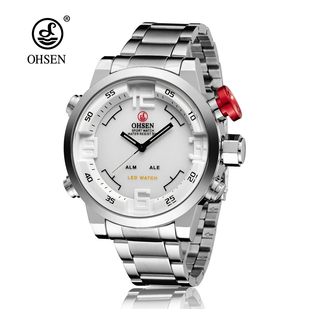 НОВЫЙ OHSEN Модные мужские Relogio masculino Наручные часы Аналоговые Цифровые Дисплей