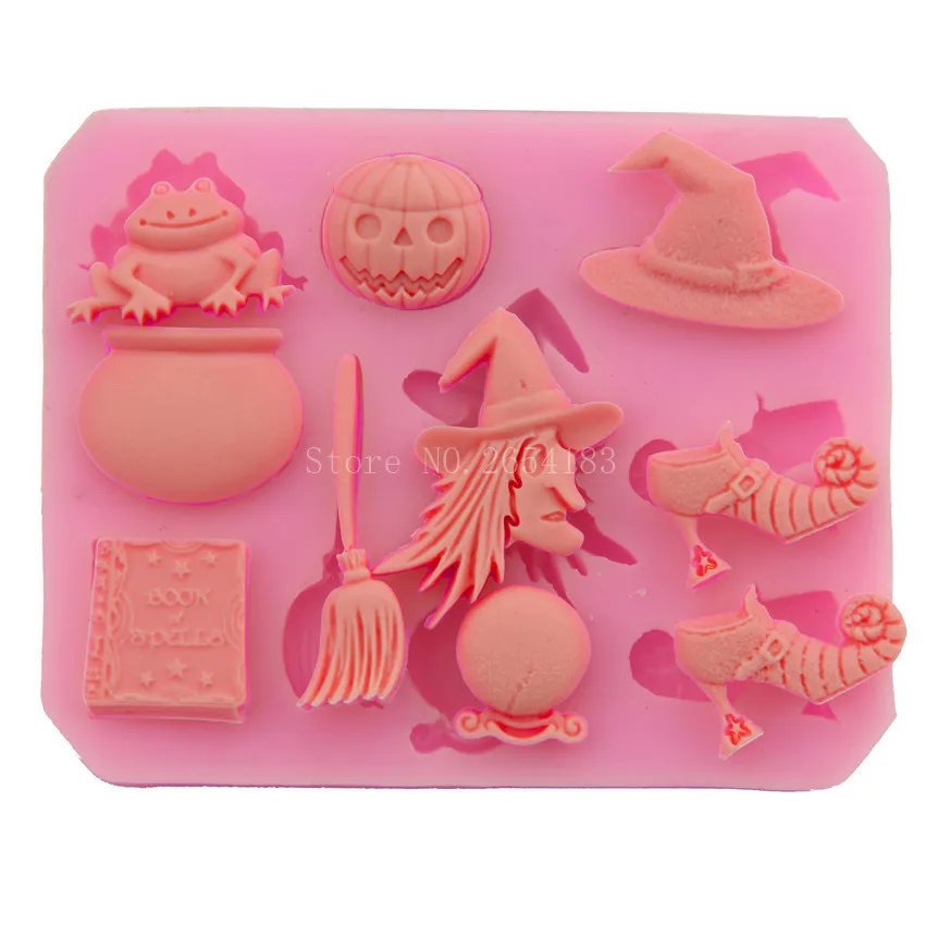 

Halloween Broom Pumpkin Frog Witch Silicone Fondant Soap 3D Cake Mold Cupcake Candy Chocolate Decoration Baking Tool FQ2793