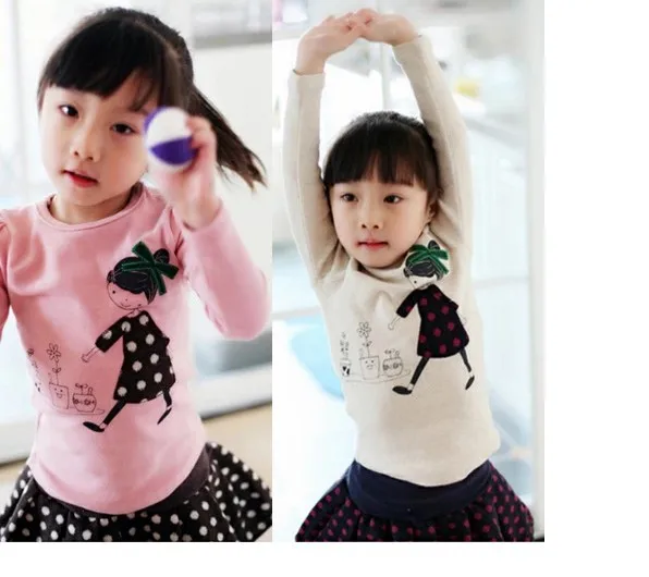 Оптовая продажа хлопковая рубашка с длинными рукавами для маленьких девочек