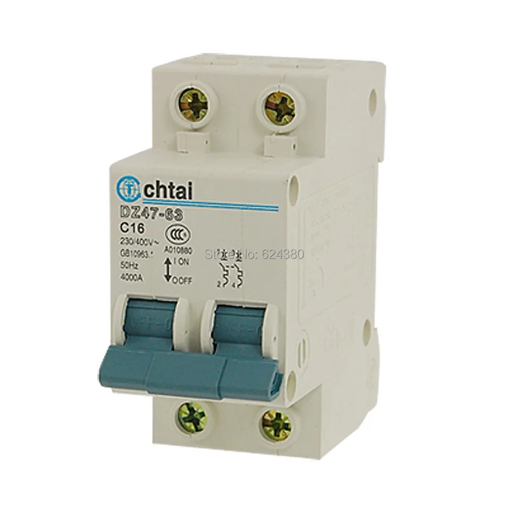 AC 230 16A 2P 2-полюсный фазный бытовой миниатюрный мини-выключатель MCB DZ47-63 C16 |