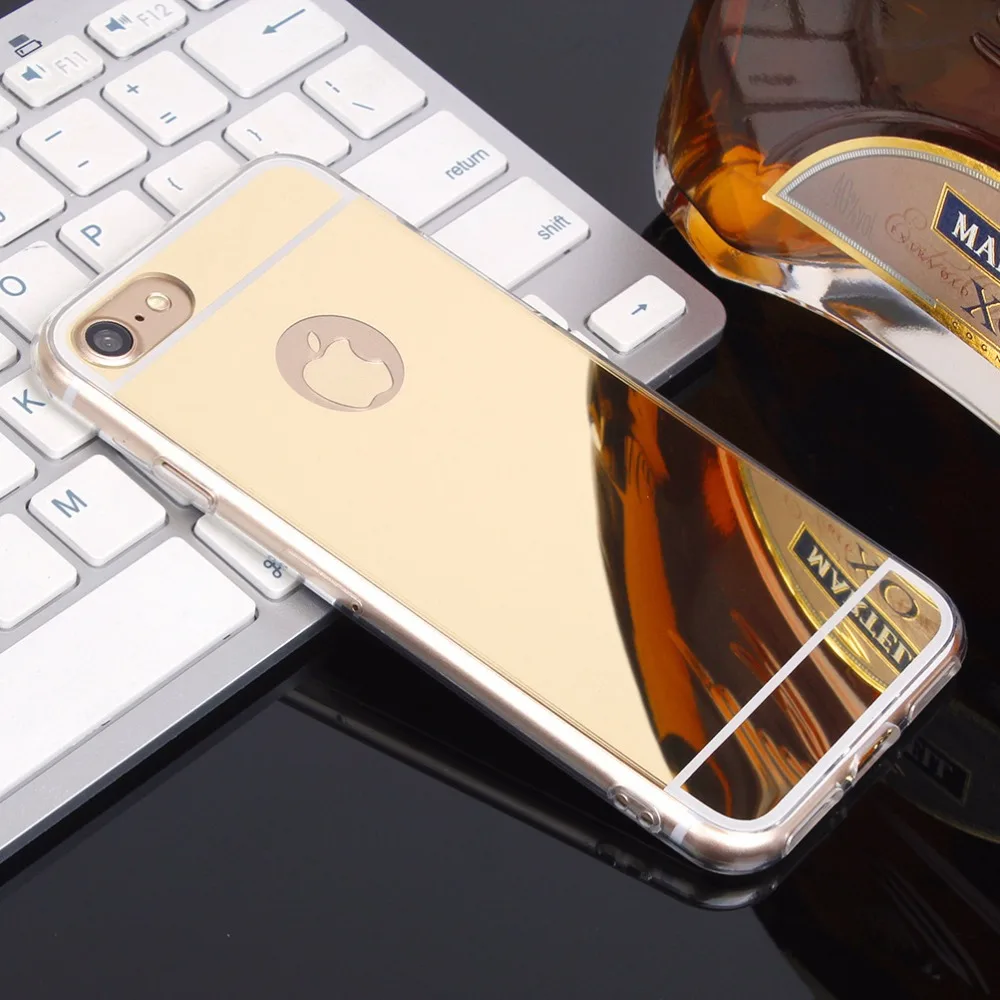 Модный роскошный зеркальный мягкий чехол из ТПУ для телефона iPhone X/10 5 5S SE 6 6S 6plus