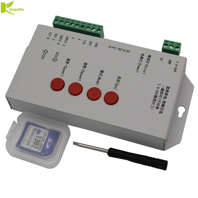 SD карта T1000S WS2801 WS2811 WS2812 WS2812B WS1903 LPD6803 светодиодный контроллер 2048 пикселей 5 ~ 24 В