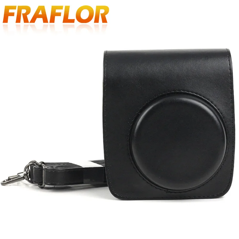 For Polaroid Fujifilm Instax Mini 90 Brown / Black Pattern Camera Case Bag with Shoulder Strap PU Leather Pouch Protector | Электроника