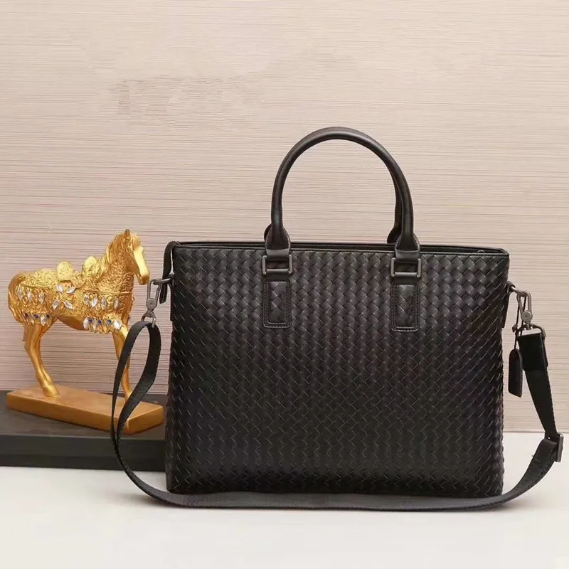 Kaisiludi, European casual leather knitting  bag handbag business leather fashion briefcase computer bag