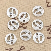 40pcs charms feet foot prints 11x11mm antique silver color plated pendants making diy handmade tibetan silver color jewelry