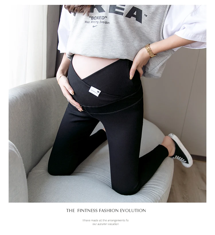 1911# Autumn Winter Skinny Maternity Legging Across V Low Waist Belly Legging for Pregnant Women Cotton Pregnancy Pencil Pants