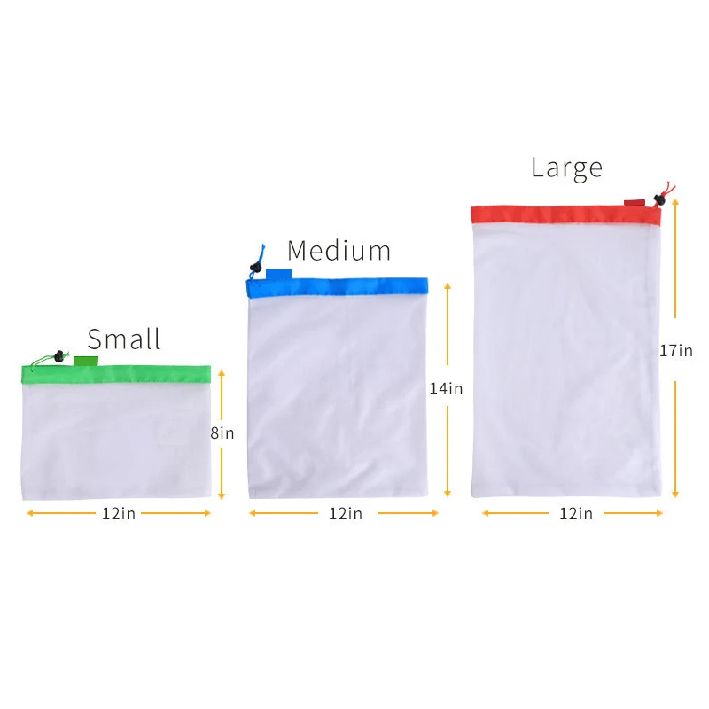 

Hot 12pcs Reusable Mesh Produce Bags Lightweight Pouch for Vegetable Fruit Toys Storage FQ-ing