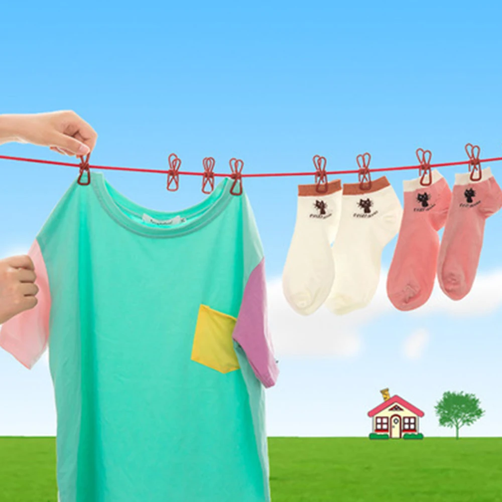 Stretch Drying Rack Retractable Clothesline Elastic Washing Line With 12 Clips Home Socks Underwear Clothes Hanger Windproof | Дом и сад