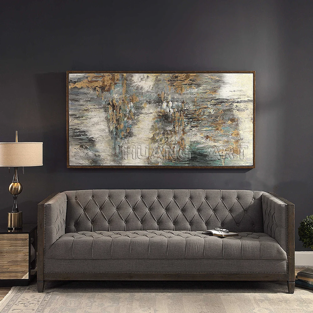 Большой размер Ручная роспись высокое качество темные Тоны абстрактная масляная