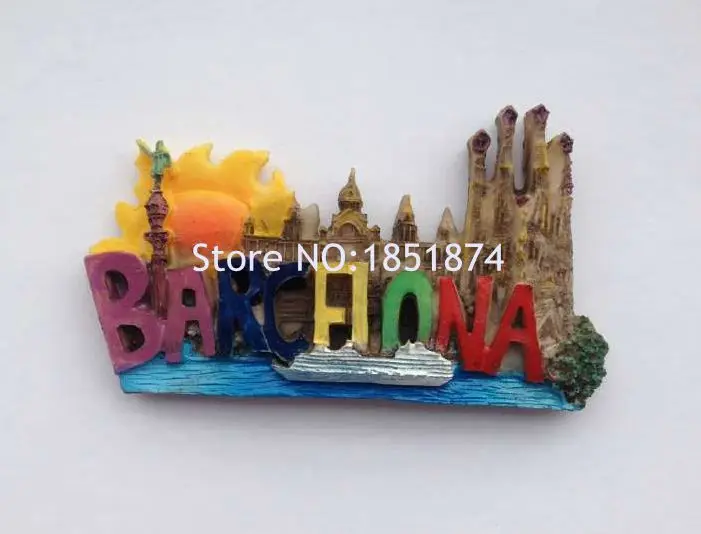Barcelona Gecko Guitar Building 3D Resin Fridge Magnets Spain Tourism Souvenirs Collection Refrigerator Magnetic Stickers | Дом и сад