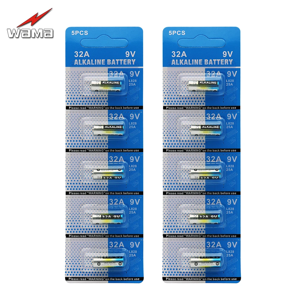 Первичные сухие батареи WAMA 32A 9 В 10 шт./2 упаковки LR32 29A L822 щелочная батарея для