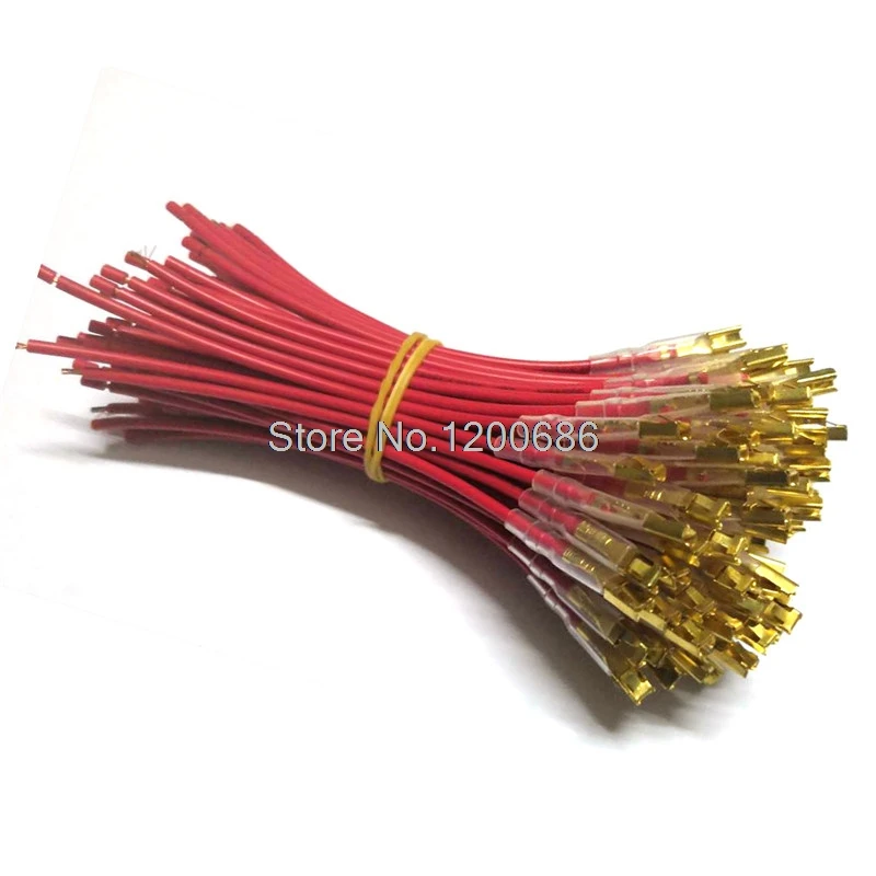 

10CM Switch plugs 2.8mmJumper Wires Terminals Size 0.110 (2.8mm) plugs battery connection cable 50 piece red 0.5MM2 wire