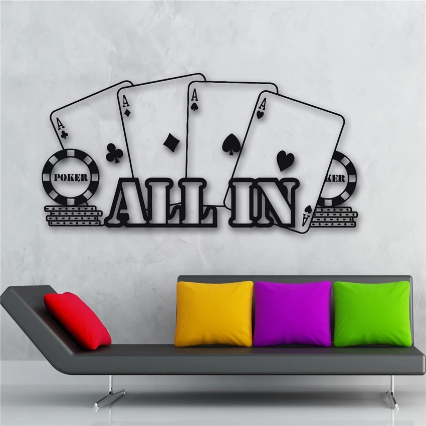 

Wall Vinyl Sticker Decal Poker Casino All In Player Gambler Cards Wall decoration Modern Design Wall stickers M947