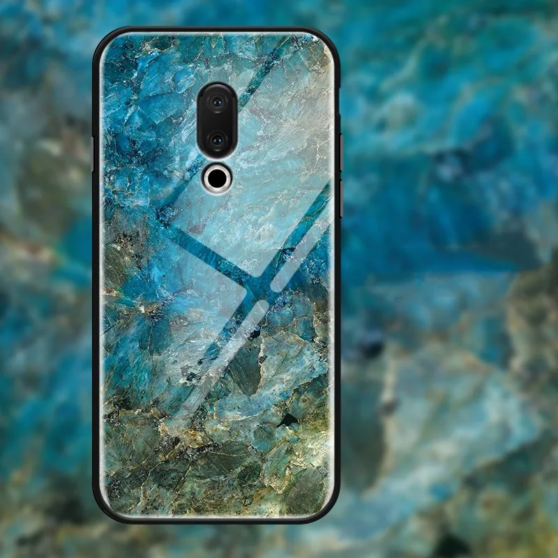Для Meizu 16 s чехол мраморный узор гладкое закаленное стекло задняя крышка для X