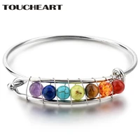 toucheart custom rainbow chakra bracelets bangles charms for women stainless steel silver friendship cuff bracelets sbr180139