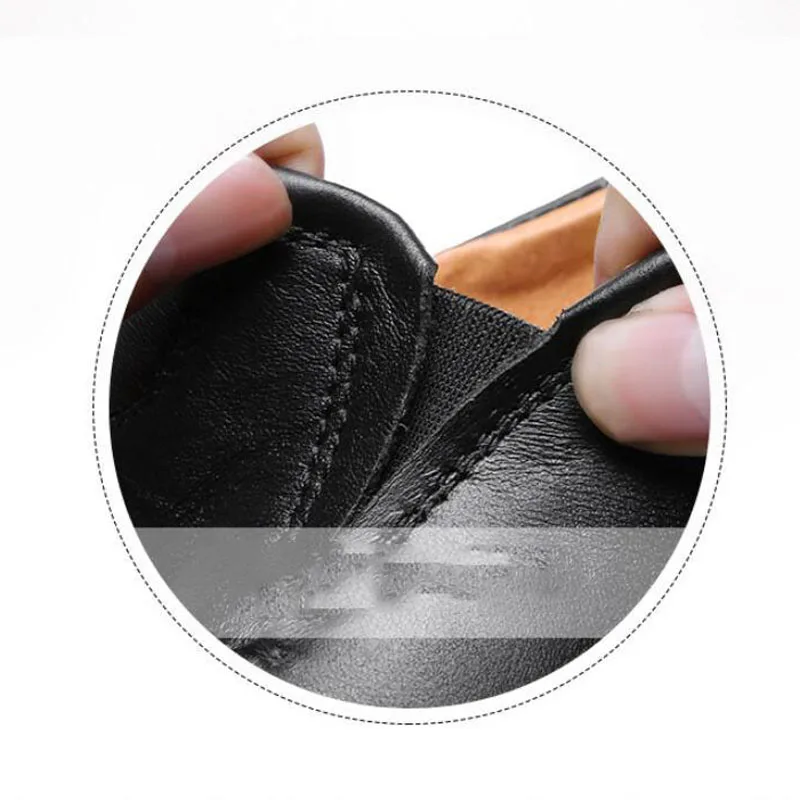 Size 37 To 47 Men's Genuine Leather Drive Shoes Height Increase Shock Absorption Wear-Resistant Non-Slip Sneakers | Обувь