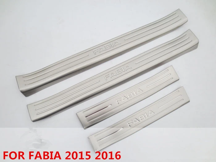 Нержавеющая сталь порога полосы для Skoda Fabia 2008 09-16 снаружи автомобиль-Стайлинг
