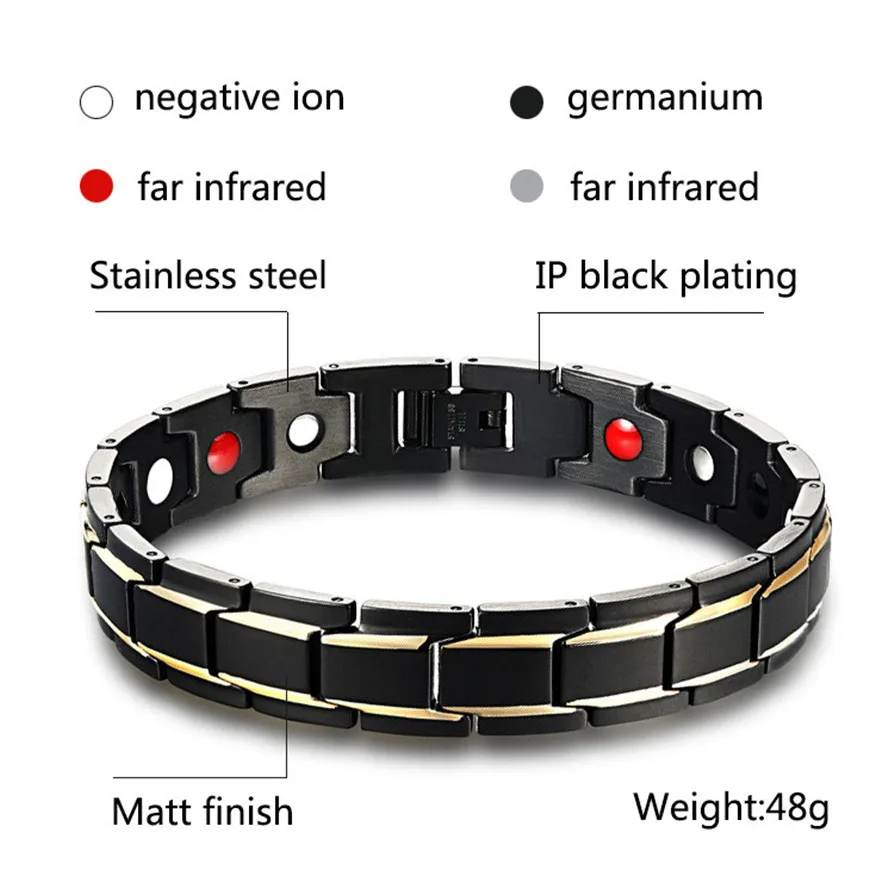 Bangles OTOKY Hot 2018 Hottime Luxury Fashion Health Energy Bracelet Men Stainless Steel Magnetic Black Apr24 |