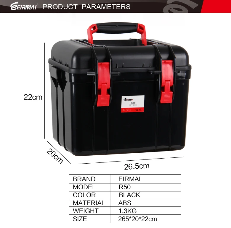 Фото черный Жесткий водонепроницаемый пластиковый чехол с ручкой сухая коробка