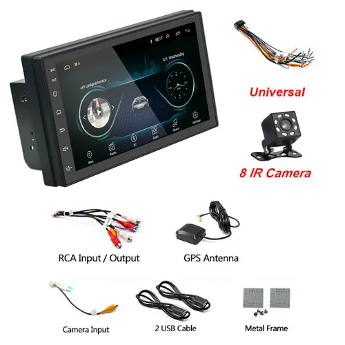 With 8 IR Camera Podofo 2 Din 7 ''Android автомобильный Радио gps Bluetooth MP5 мультимедийный плеер FM wifi Авто Аудио Универсальный резервный монитор Авторадио - Цвет: With 8 IR Camera