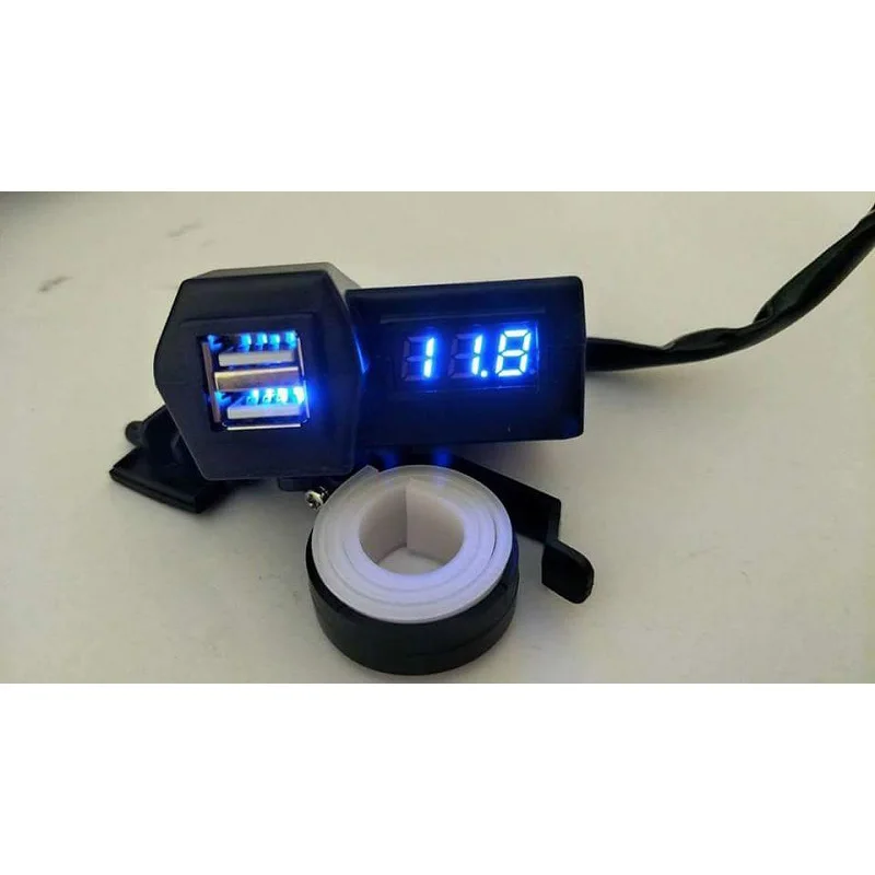 Dual USB Motorcycle 12V Socket Scooter Charger LED Digital Display Voltmeter Power Switch Car &amp Autocycle Cigarette | Автомобили и