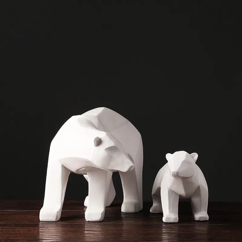 

Modern Fashion Polar Bear Sculpture Dimensional Resin Arctic Lovely Animal Statue Mascot Decor Art Craft Adornment Ornament