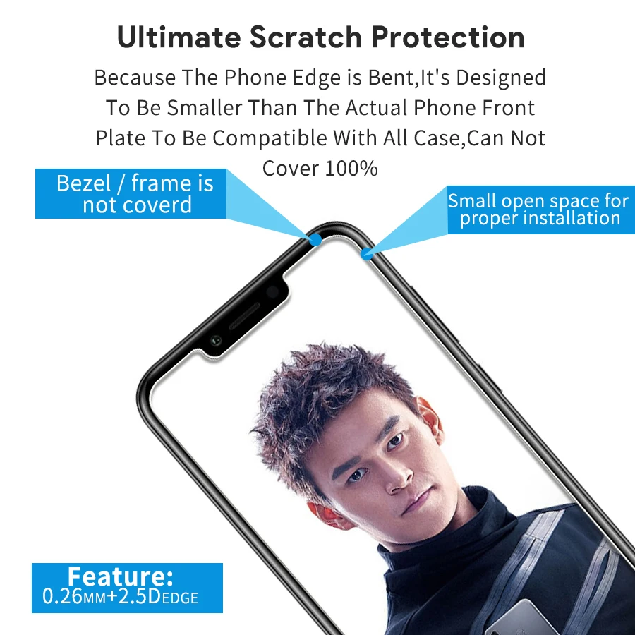 Protector de pantalla ultrafino para Huawei Honor Play, pel&iacute;cula de vidrio templado para Honor Play, HATOLY, 2 uds.-2