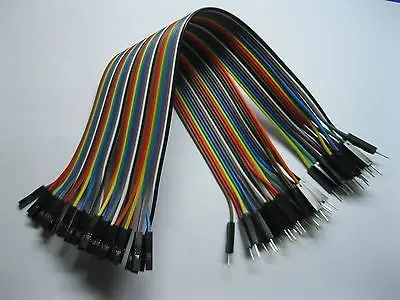 

5 pcs Jumper wire Male to Female 40 Pin 2.54mm Coloured Ribbon Cable 20cm(8")