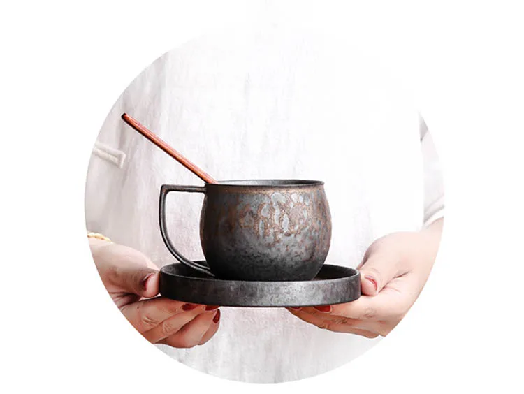YeFine, креативные FLAMBE-GLAZED, набор керамических чайных чашек, винтажные кофейные чашки, фарфоровые чайные чашки и блюдца, Рождественский подарок