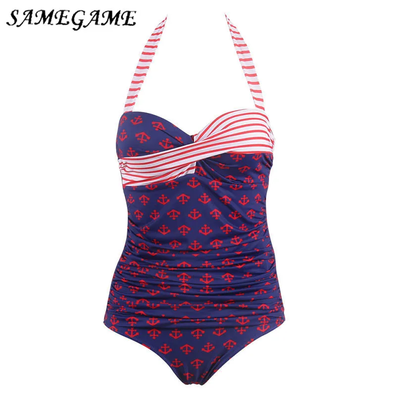 Женский купальник с принтом в стиле ретро SAMEGAME Летний Пляжный Купальник пуш-ап